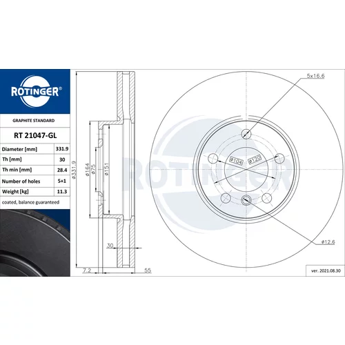 Brzdový kotúč ROTINGER RT 21047-GL