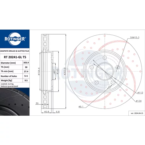 Brzdový kotúč ROTINGER RT 20241-GL T5