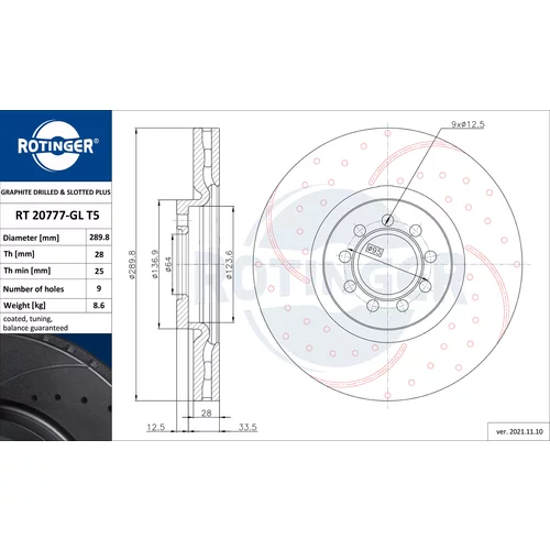 Brzdový kotúč ROTINGER RT 20777-GL T5