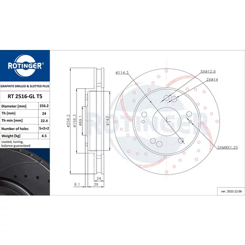 Brzdový kotúč ROTINGER RT 2516-GL T5