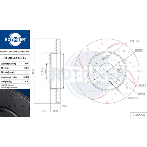 Brzdový kotúč ROTINGER RT 20342-GL T5