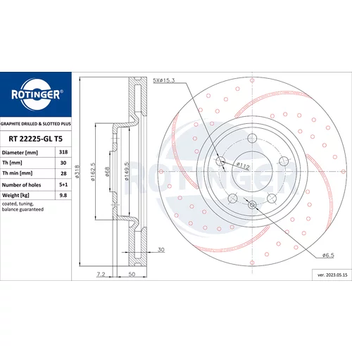 Brzdový kotúč ROTINGER RT 22225-GL T5