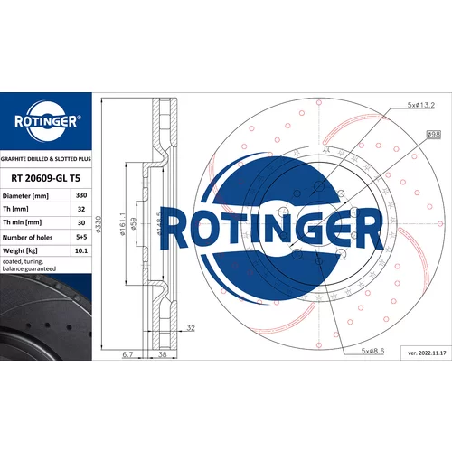 Brzdový kotúč ROTINGER RT 20609-GL T5