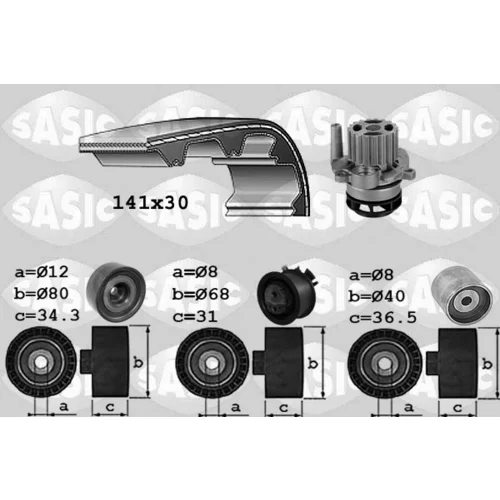 Vodné čerpadlo + sada ozubeného remeňa SASIC 3906067