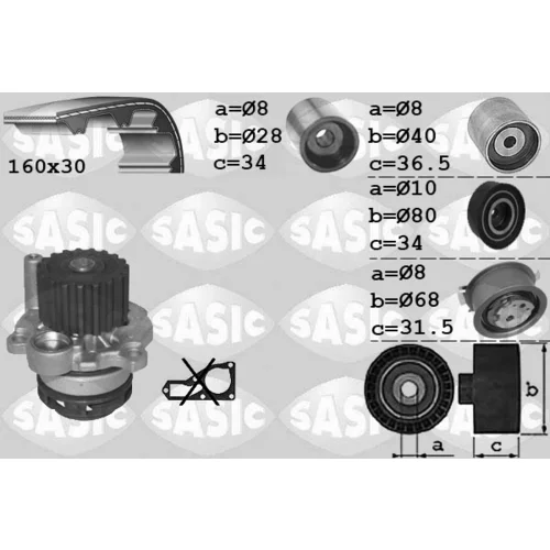 Vodné čerpadlo + sada ozubeného remeňa SASIC 3906082