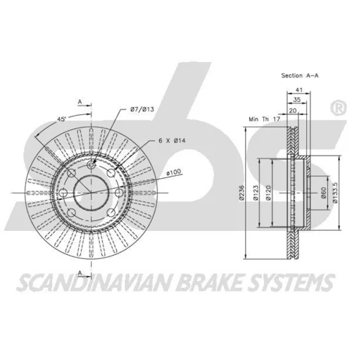 Brzdový kotúč SBS 1815313608 - obr. 2