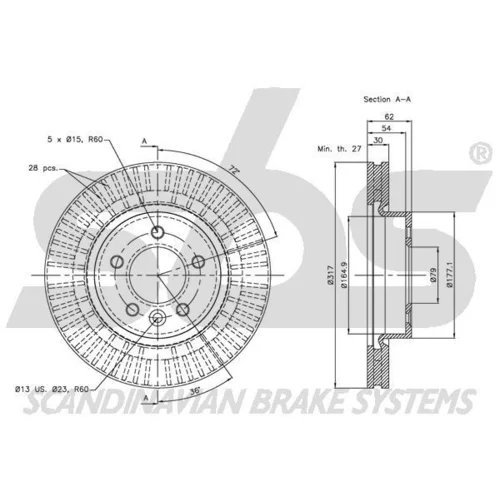 Brzdový kotúč SBS 1815314026 - obr. 2