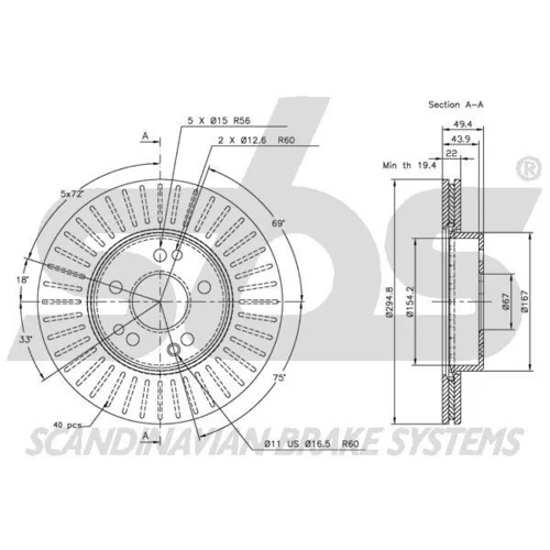 Brzdový kotúč SBS 1815203328 - obr. 2