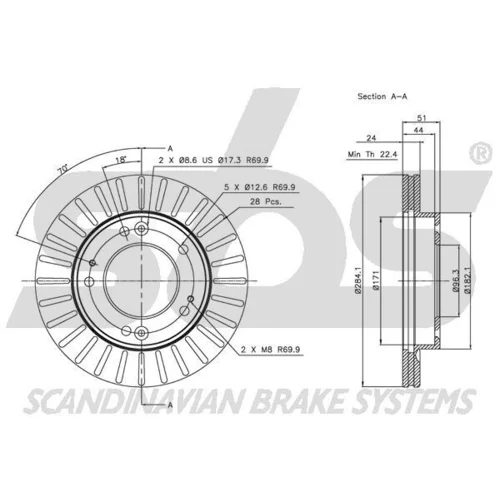 Brzdový kotúč SBS 1815203504 - obr. 2