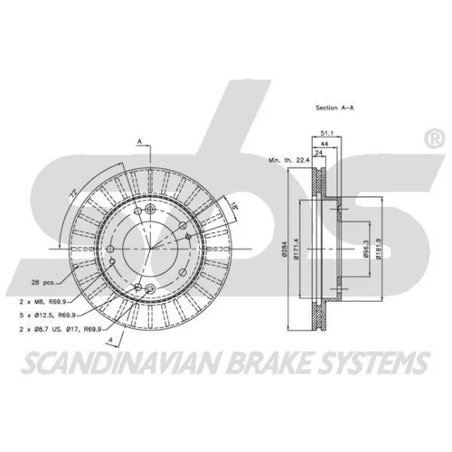 Brzdový kotúč SBS 1815203509 - obr. 2