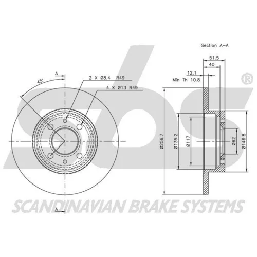 Brzdový kotúč SBS 1815202308 - obr. 1