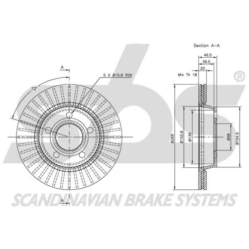 Brzdový kotúč SBS 1815314769 - obr. 2