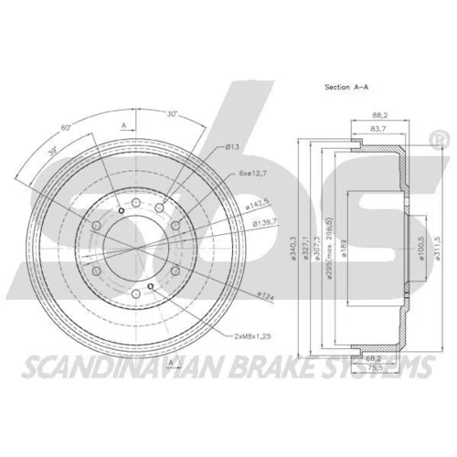 Brzdový bubon SBS 1825262204 - obr. 2