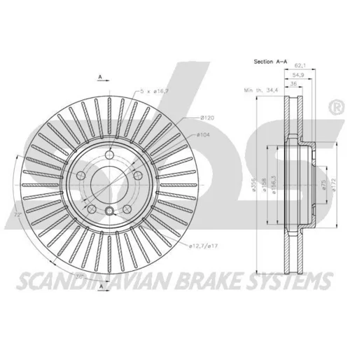 Brzdový kotúč SBS 1815201584 - obr. 2