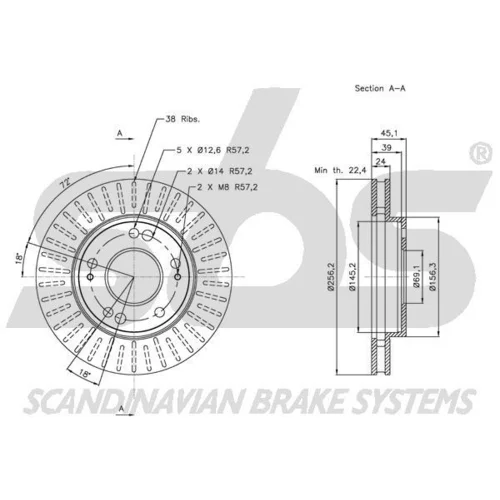 Brzdový kotúč SBS 1815203038 - obr. 2