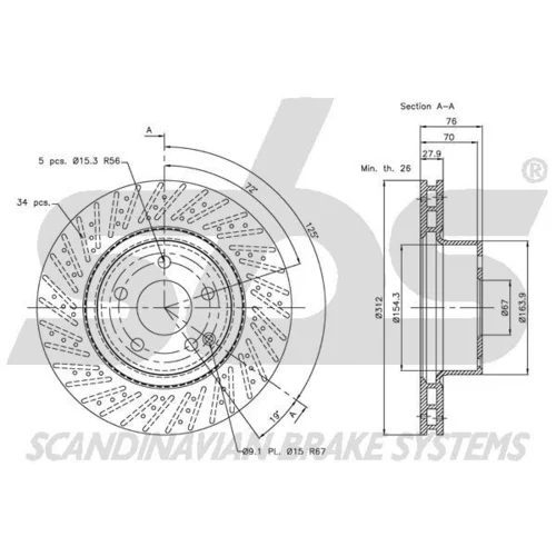 Brzdový kotúč SBS 1815313353 - obr. 2