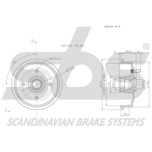 Brzdový bubon SBS 1825253406 - obr. 2