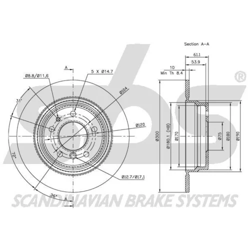 Brzdový kotúč SBS 1815201520 - obr. 2