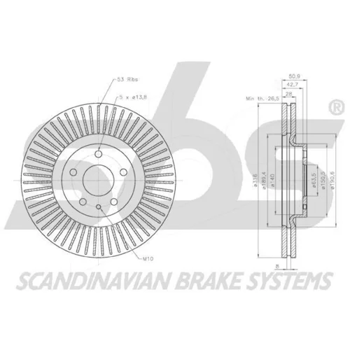 Brzdový kotúč SBS 18153125100 - obr. 2