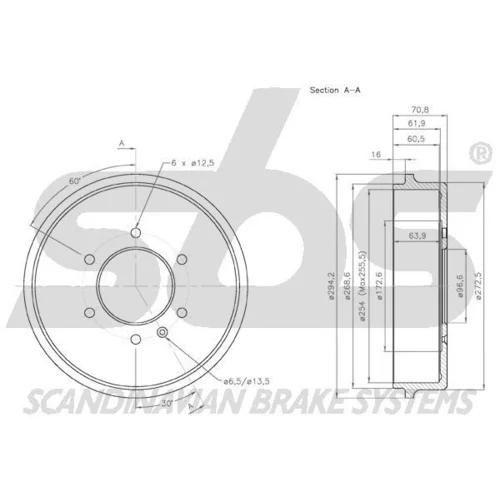 Brzdový bubon SBS 1825261401 - obr. 2