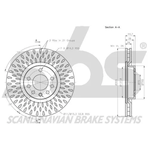 Brzdový kotúč SBS 1815202353 - obr. 2