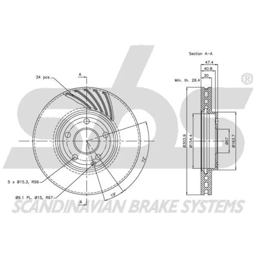 Brzdový kotúč SBS 1815203386 - obr. 2