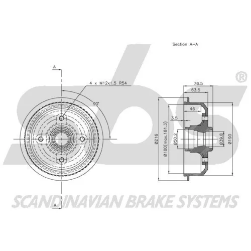 Brzdový bubon SBS 1825252510 - obr. 2