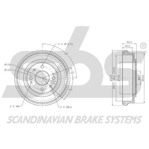 Brzdový bubon SBS 1825252605 - obr. 2