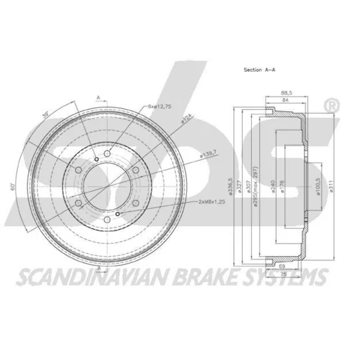 Brzdový bubon SBS 1825262206 - obr. 1