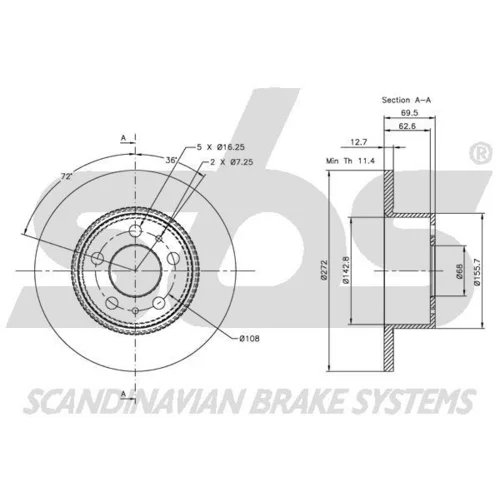 Brzdový kotúč SBS 1815204802 - obr. 1