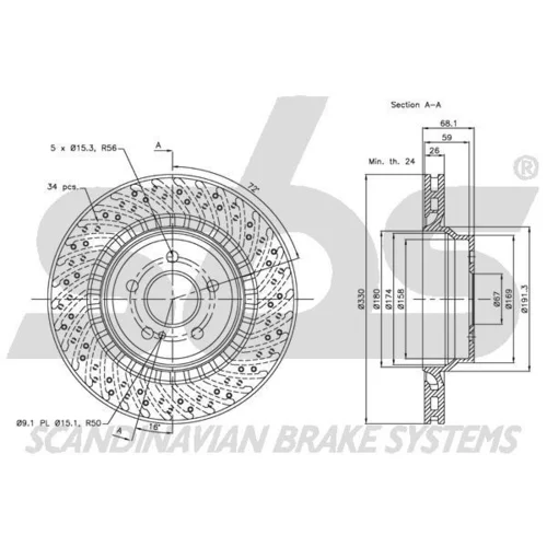 Brzdový kotúč SBS 1815313379 - obr. 2