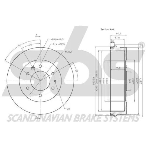 Brzdový bubon SBS 1825253214 - obr. 2