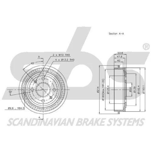 Brzdový bubon SBS 1825252309 - obr. 2