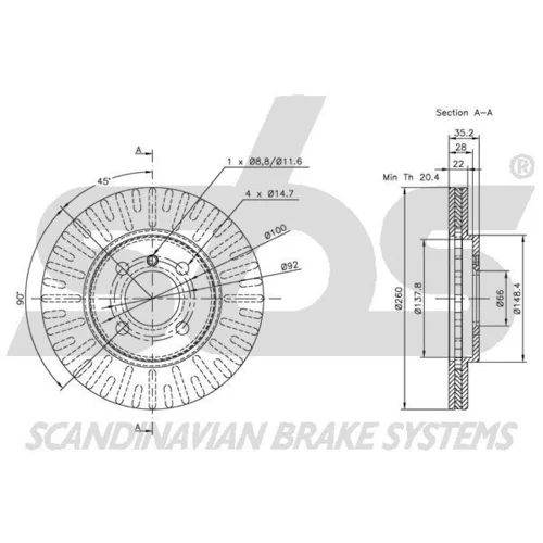 Brzdový kotúč SBS 1815311509 - obr. 2