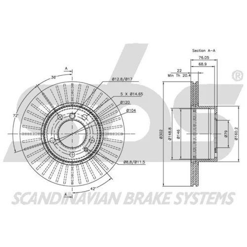 Brzdový kotúč SBS 1815311519 - obr. 2