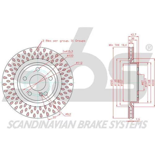 Brzdový kotúč SBS 18153133138 - obr. 2