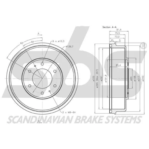 Brzdový bubon SBS 1825253014 - obr. 2