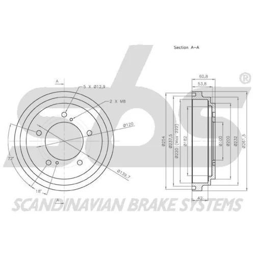 Brzdový bubon SBS 1825255213 - obr. 2