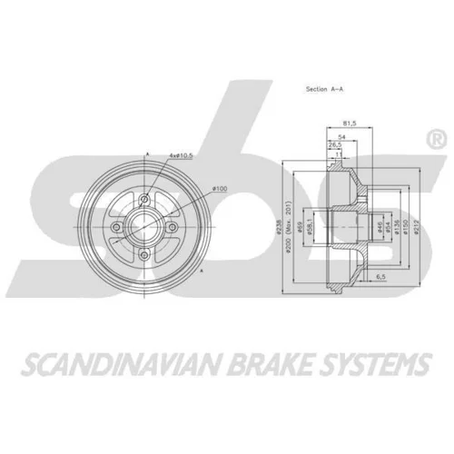 Brzdový bubon SBS 1825255217 - obr. 2