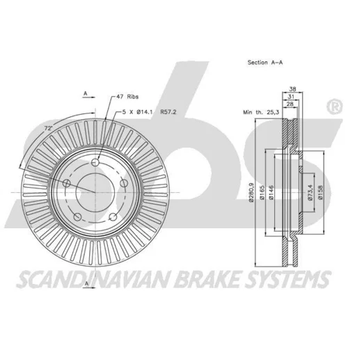 Brzdový kotúč SBS 1815319313 - obr. 2