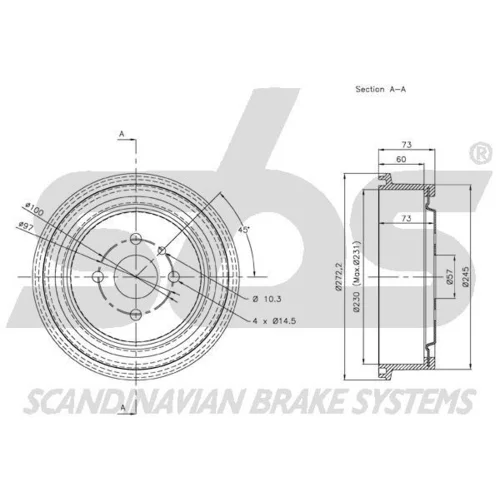 Brzdový bubon SBS 1825253604 - obr. 2