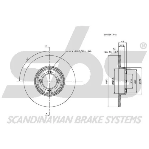 Brzdový kotúč SBS 1815209906 - obr. 1