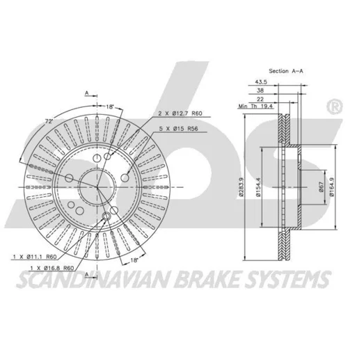 Brzdový kotúč SBS 1815313308 - obr. 2