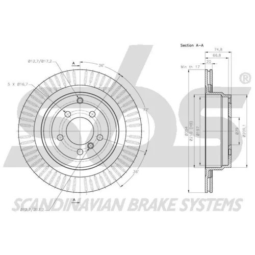 Brzdový kotúč SBS 1815314043 - obr. 2