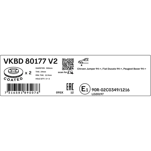 Brzdový kotúč SKF VKBD 80177 V2 - obr. 2