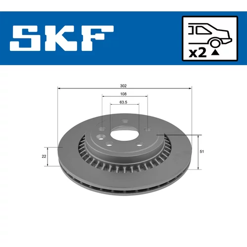 Brzdový kotúč SKF VKBD 90084 V2 - obr. 1