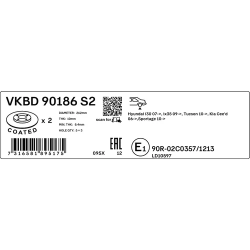 Brzdový kotúč SKF VKBD 90186 S2 - obr. 2