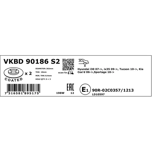 Brzdový kotúč SKF VKBD 90186 S2 - obr. 3