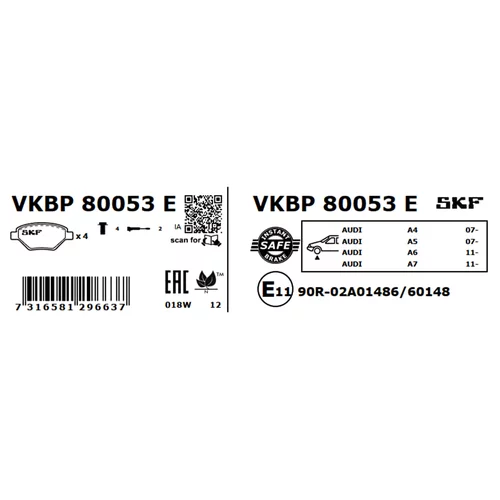 Sada brzdových platničiek kotúčovej brzdy SKF VKBP 80053 E - obr. 5