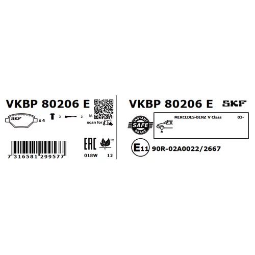 Sada brzdových platničiek kotúčovej brzdy SKF VKBP 80206 E - obr. 6